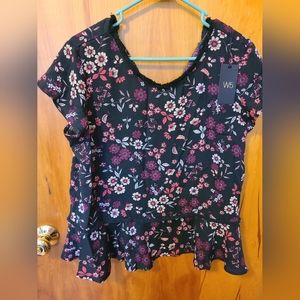 W5 Women's Floral Short Sleeved Blouse Size XL